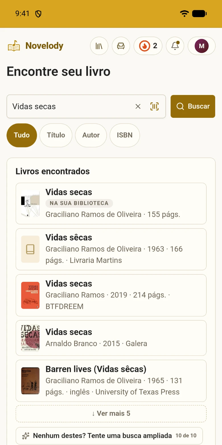 A busca com o título de um livro