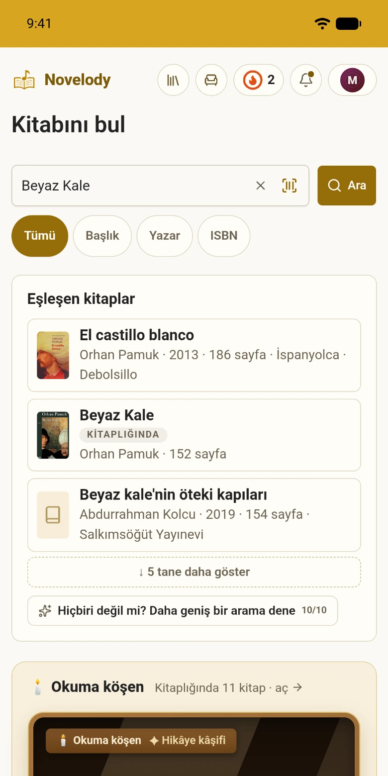 Kitap adı yazılmış arama alanı