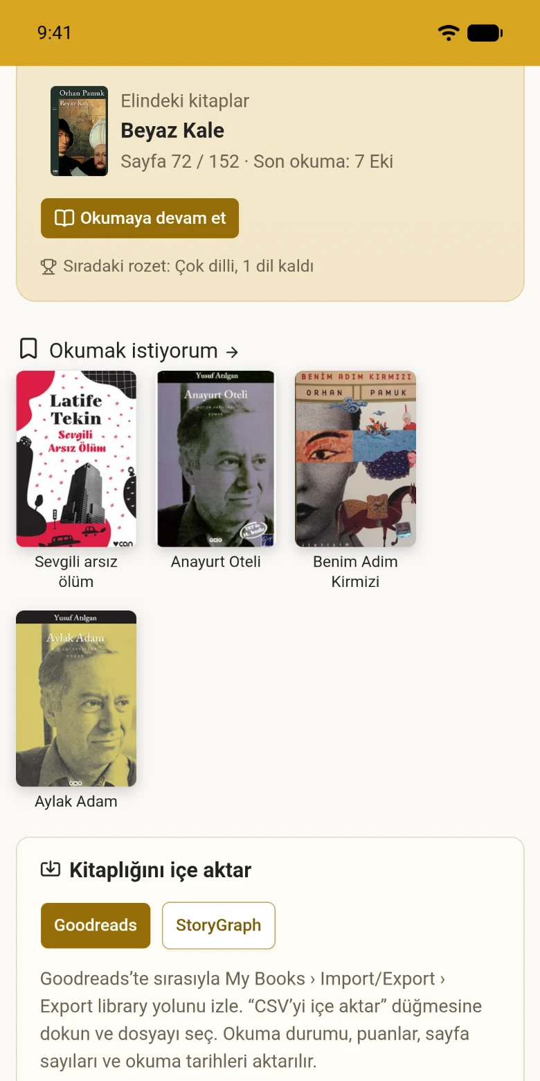 Kitaplığa aktarılmış bir Goodreads dışa aktarımı