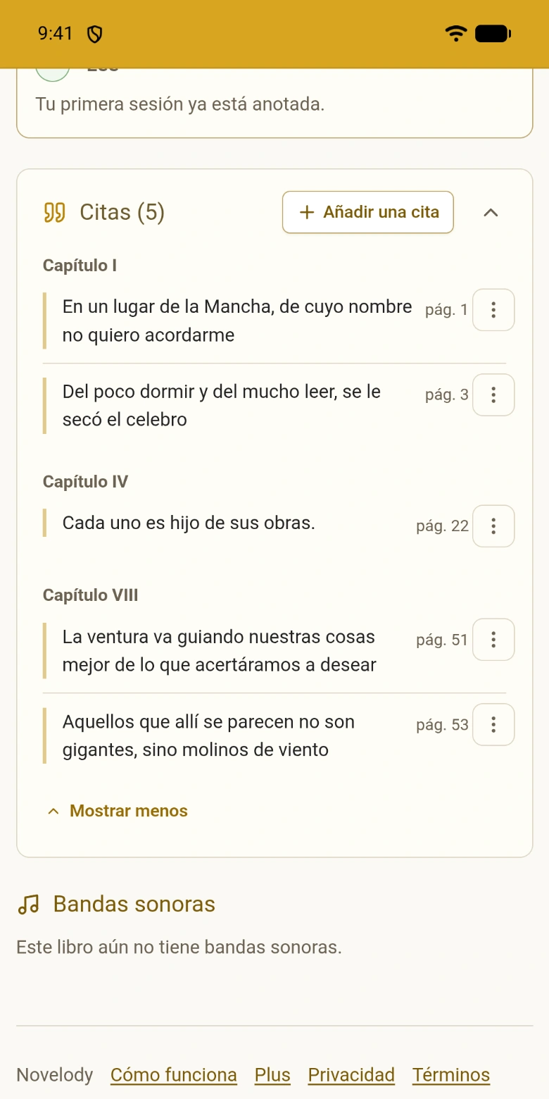 Las citas de un libro, agrupadas por capítulo