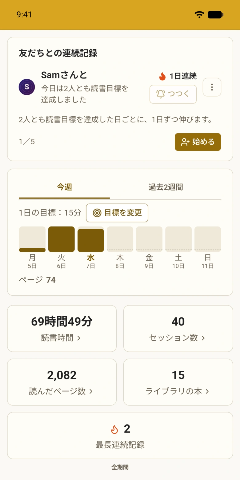 友達と続ける読書の連続記録