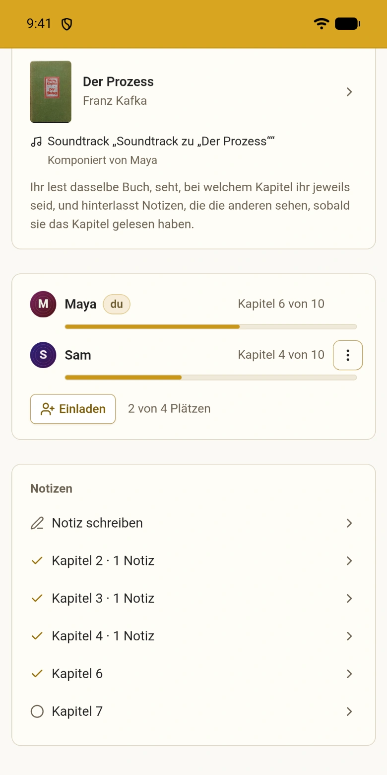 Ein Lesekreis mit seinen Mitgliedern und Kapiteln