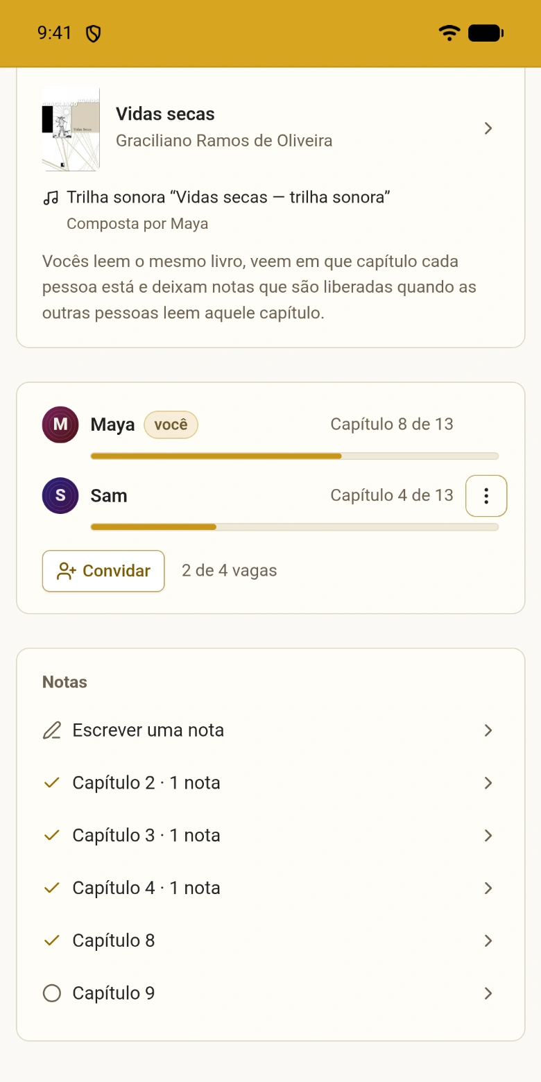 Um clube de leitura com as pessoas e os capítulos
