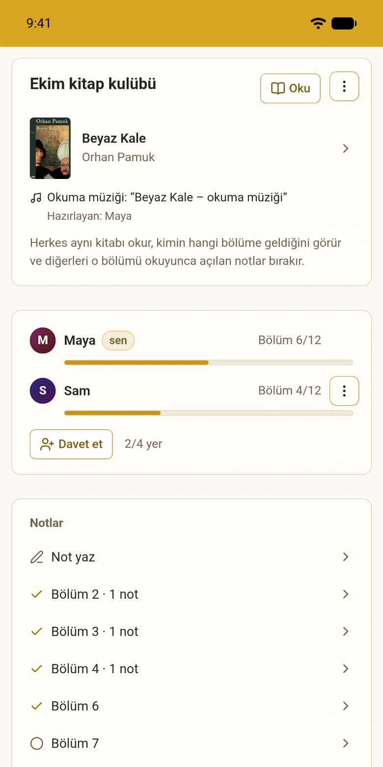 Üyeleri ve bölümleriyle bir kitap kulübü